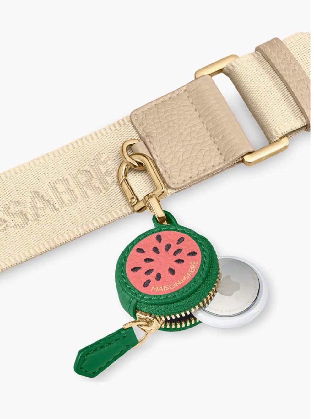 MAISON SABRE SABRÉMOJI Leather Watermelon Fruit Charm Round Keychain - Picture 4 of 5